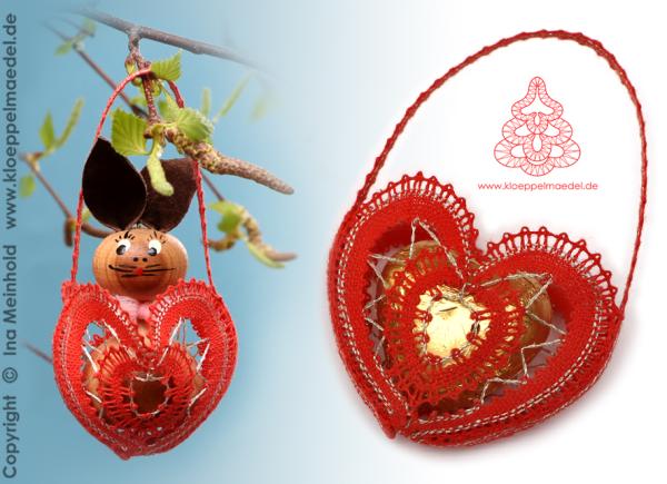 506 “Hab dich lieb" - Herz-Körbchen für kleine Geschenke